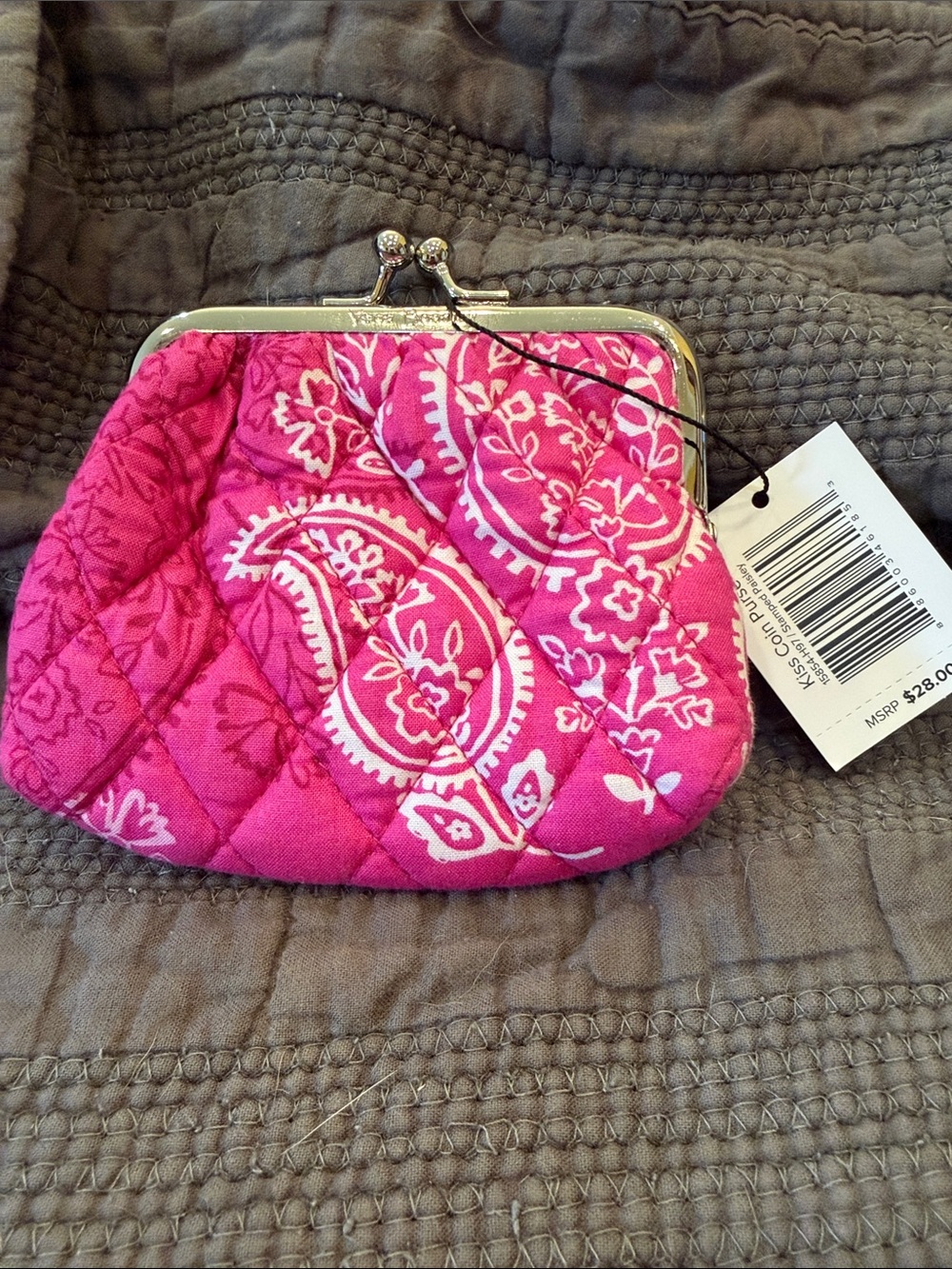 Vera Bradley Hot Pink Quilted Kiss-Lock Coin Purse